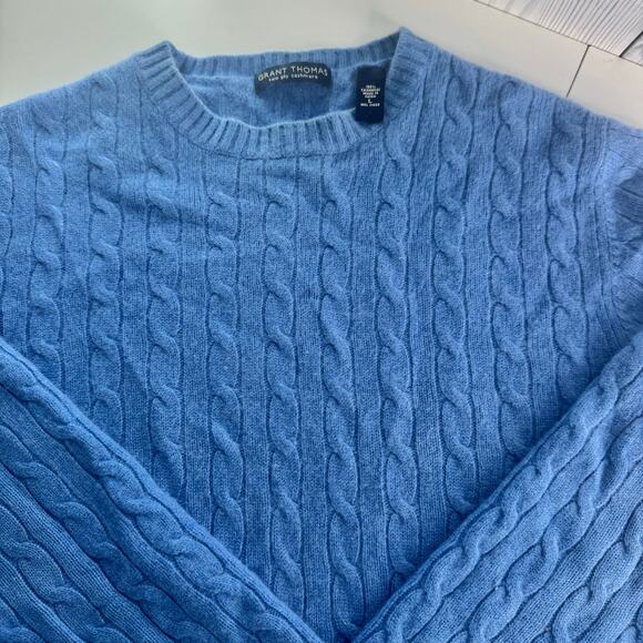 Grant Thomas Other - GRANT THOMAS 2 Ply Cashmere Pullover Sweater Crew Neck Soft Fuzzy Blue Size L